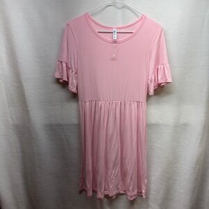 VIISHOW Pink Ruffle Sleeve Babydoll‎ Dress Women's Size S Casual Loungewear